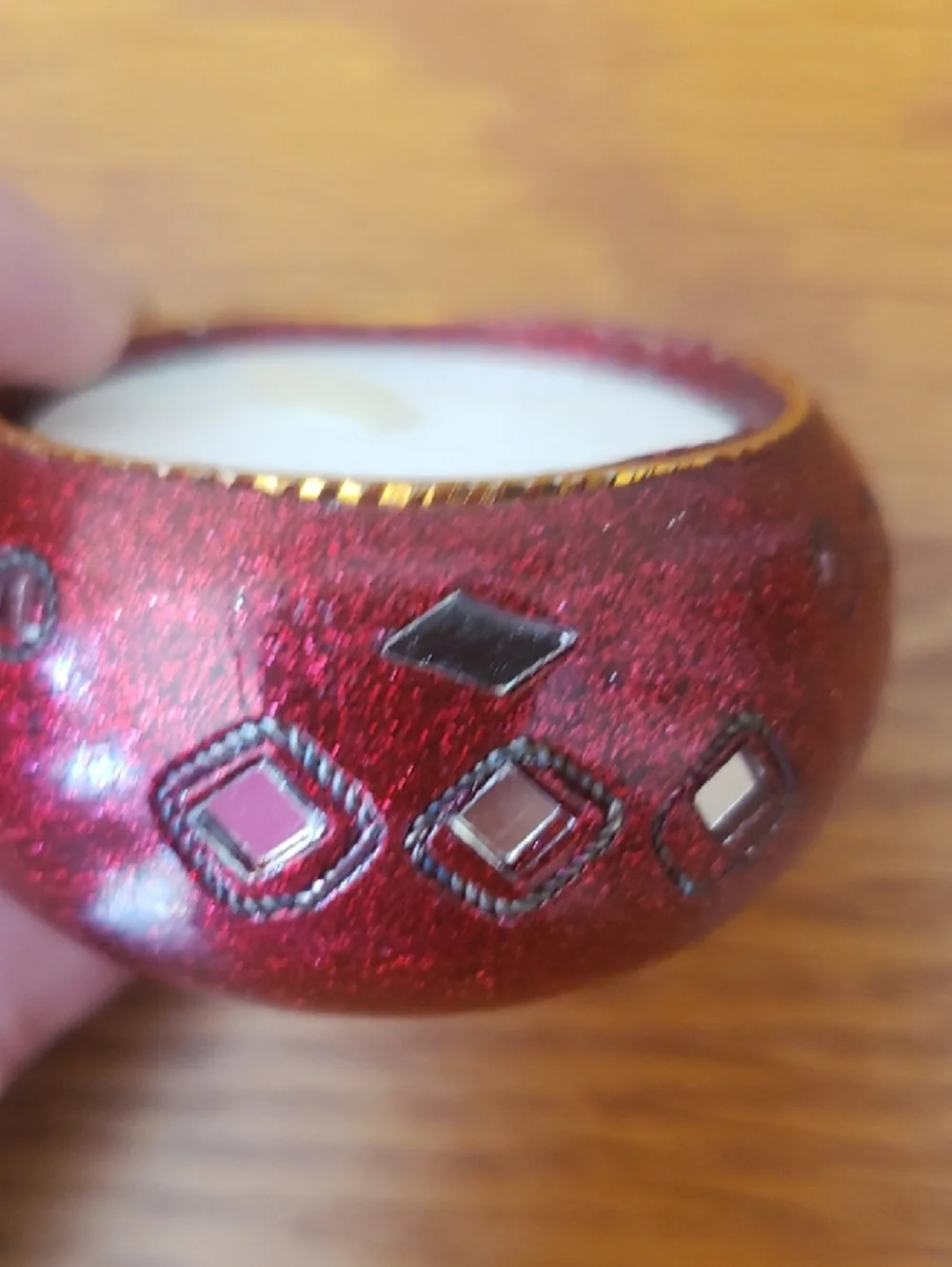 Decorative Glitter Tealight Holders - Gold, Red, Brown